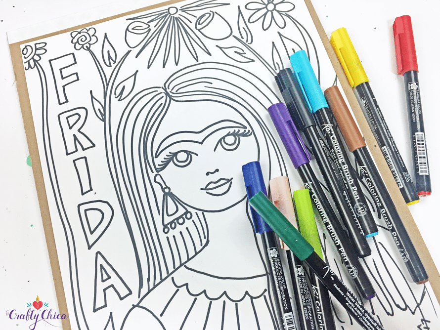 Free Frida Kahlo Coloring Pages! (She would have been 110 today ...